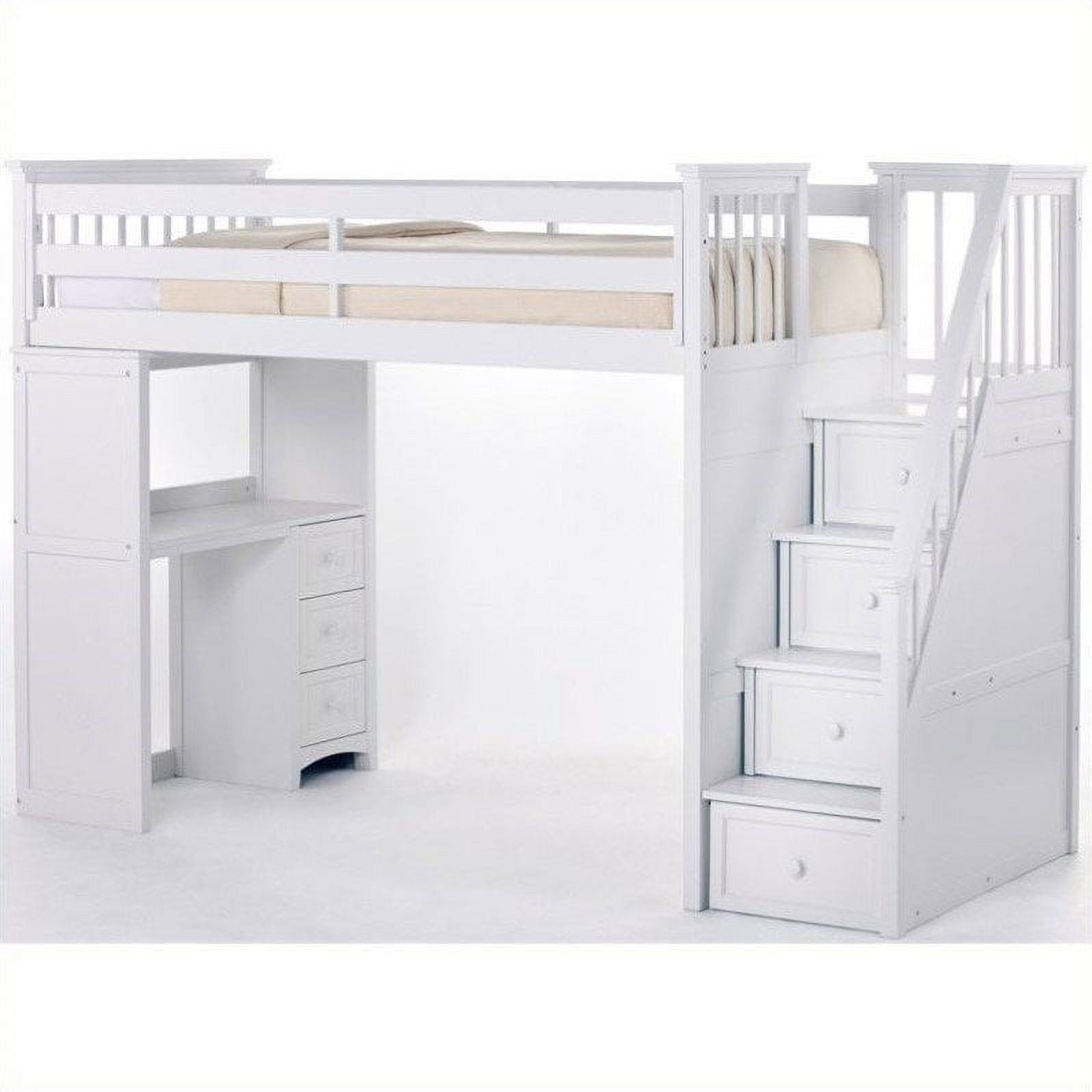 White loft 2024 bed with stairs