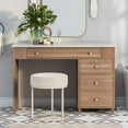 thumbnail image 1 of Hillsdale Swanson fabric Upholstered Vanity Stool in Distressed White, 1 of 16