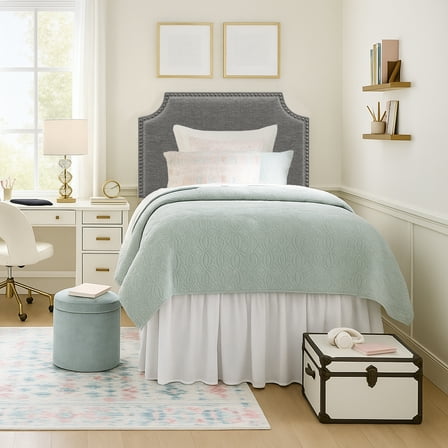 Hillsdale Upholstered Hanging Twin Headboard with Nailhead and USB Charging, Gray