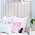 thumbnail image 1 of Hillsdale Upholstered Velvet Channel Stitched Hanging Twin Headboard with USB Charging, Cream, 1 of 17