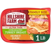 Hillshire Farm Oven Roasted Turkey Breast and Honey Ham Deli Lunch Meat, 16 oz Variety Pack Plastic Tub
