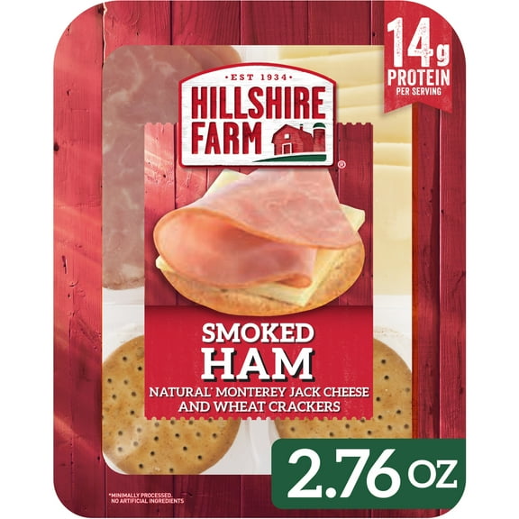 Hillshire Farm Protein Snack Pack, Smoked Ham, Monterey Jack Cheese, Wheat Crackers, 2.76 oz, (Refrigerated)