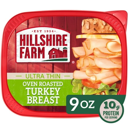 Hillshire Farm Ultra Thin Oven Roasted Turkey Breast Lunchmeat, 9 oz Plastic Tub, Refrigerated