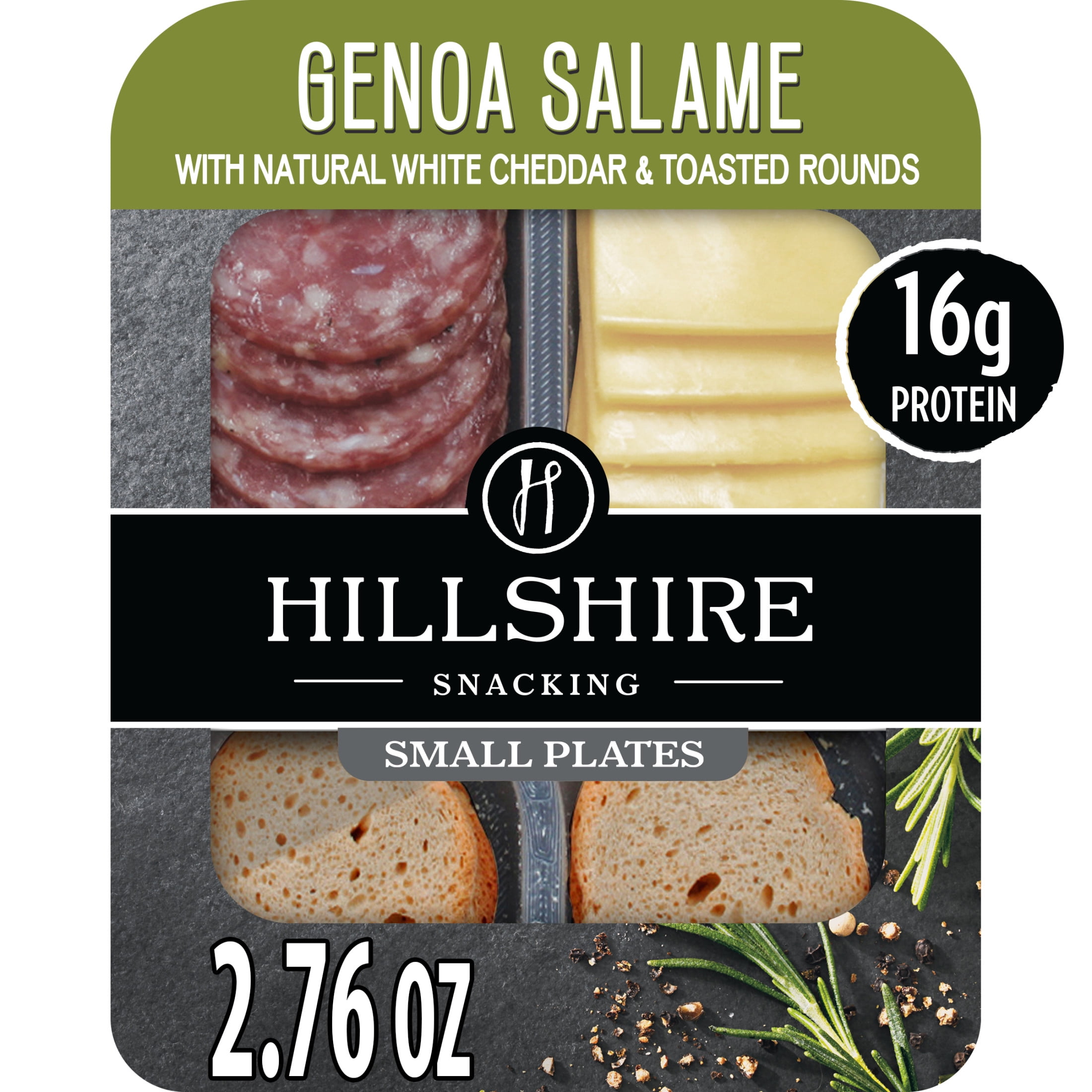HILLSHIRE FARM Hillshire Snacking Genoa Salami, White Cheddar Cheese, Toasted Rounds Meat Snack Kit, 2.76 oz