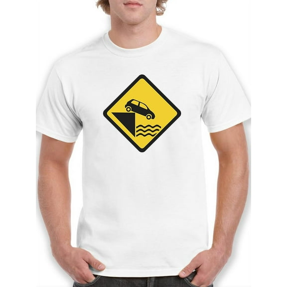 Hillside Ahead Warning T-Shirt Men -Smartprints Designs, Male Large
