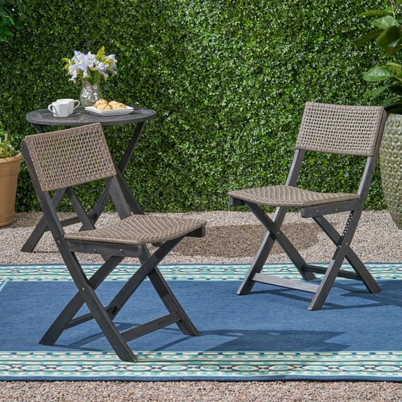 Hillside Bistro Chairs ( Of 2) - Outdoor Foldable Seating. Grey + Brown, Constructed With . 18.28 In. Deep, 21.53 Wide, 33.23 High. Space Option, Low Maintenance Chairs. Instantly Usable 2 Chair