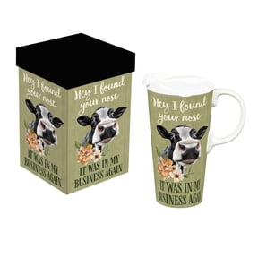 Hillside Pasture Ceramic Perfect Cup, Farm Cow Funny, 17oz, Gift Box