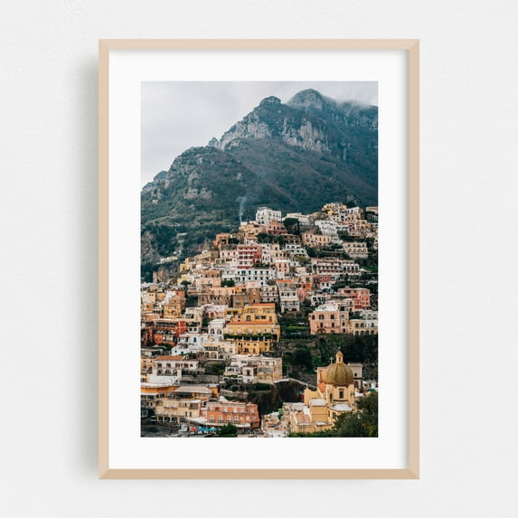 Hillside, Positano 01 - Positano Campania Italy Photography Architecture Coastal Travel Poster Landscape Mountain Scenic Oak Framed Wall Art Print 8 x 10 inches