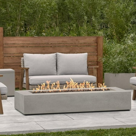 Hillview Bay 72 Inch Rectangular GFRC Propane Fire Pit Table in Flint by BBQGuys Signature