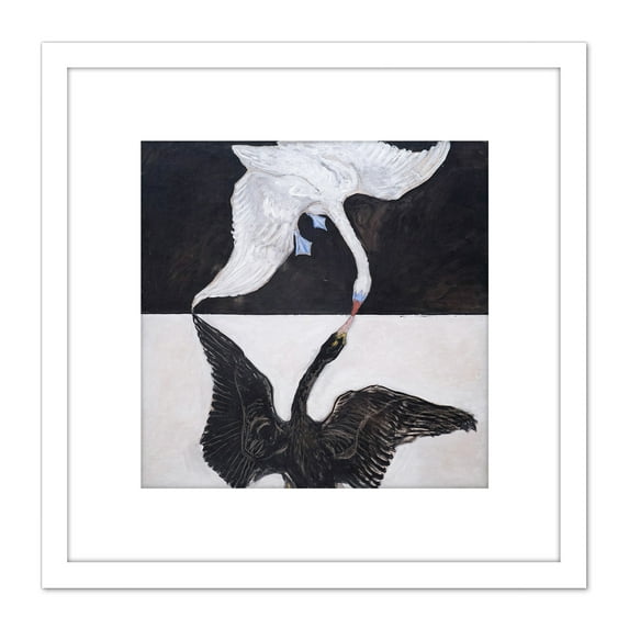 Hilma Af Klint Group Ix Suw The Swan No 1 Abstract 8X8 Inch Square Wooden Framed Wall Art Print Picture with Mount