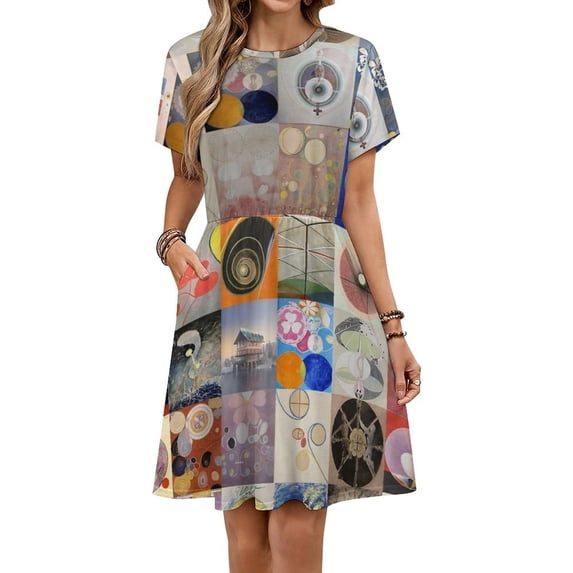 Hilma Af Klint Montage Women's Dress Short Sleeve Summer Sundress Summer Women Clothes