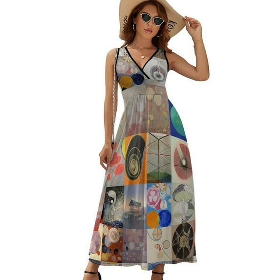 Hilma Af Klint Montage Womens Night Club Maxi Dress V Neck Sleeveless Bohemia Long Dresses