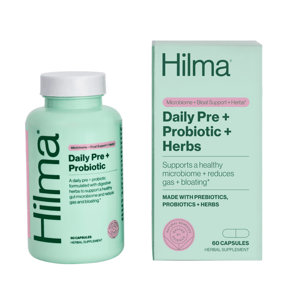 Hilma Daily Pre + Probiotic Herbal Supplement Vegan Capsules, Doctor Formulated, 60 Count