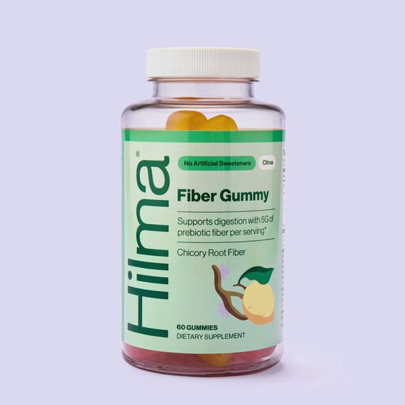 Hilma Fiber Gummy - Clinically Proven Plant-Based, Prebiotic Fiber to Support Regularity and Gut Health - Doctor Formulated + Tested - 60 Gummies