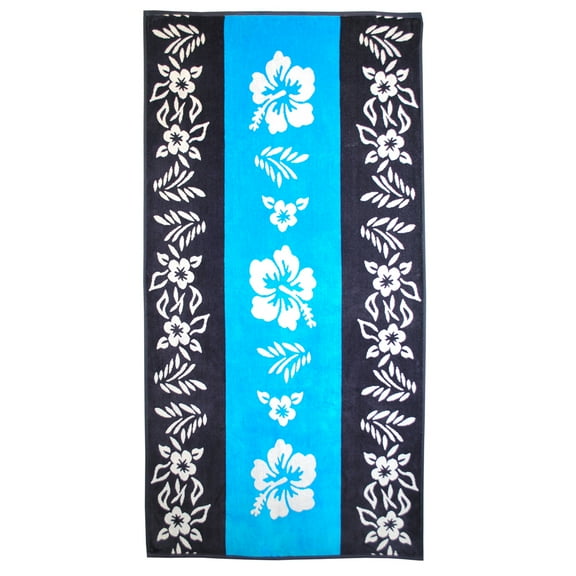 Hilo Cotton Oversized Hibiscus Floral Quick-drying Beach Towel , Hibiscus by Blue Nile Mills