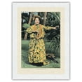 thumbnail image 1 of Hilo Hattie - Hawaiian Singer Hula Dancer Actress - Vintage Hawaiian Hand-Colored Postcard c.1941 - Japanese Unryu Rice Paper Art Print 24 x 32 in, 1 of 4