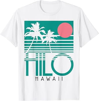 Hilo Hawaii Palm Trees Surf Vintage Retro Hawaiian Islands T-Shirt