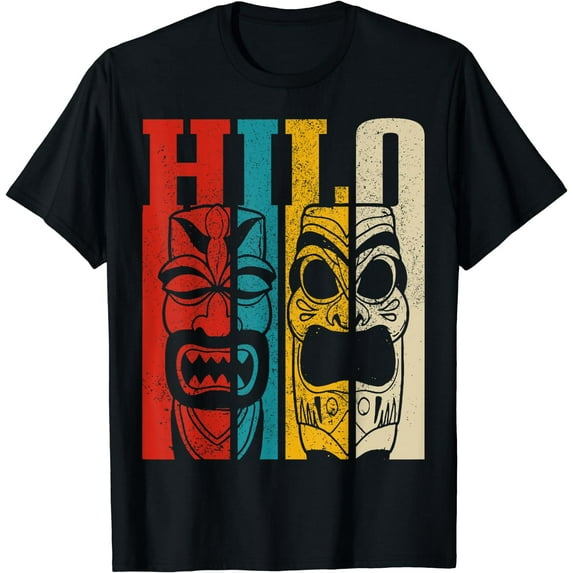 Hilo Hawaii Vintage Hawaiian Tiki Totem Surf Surfer Gift T-Shirt Black 2X-Large
