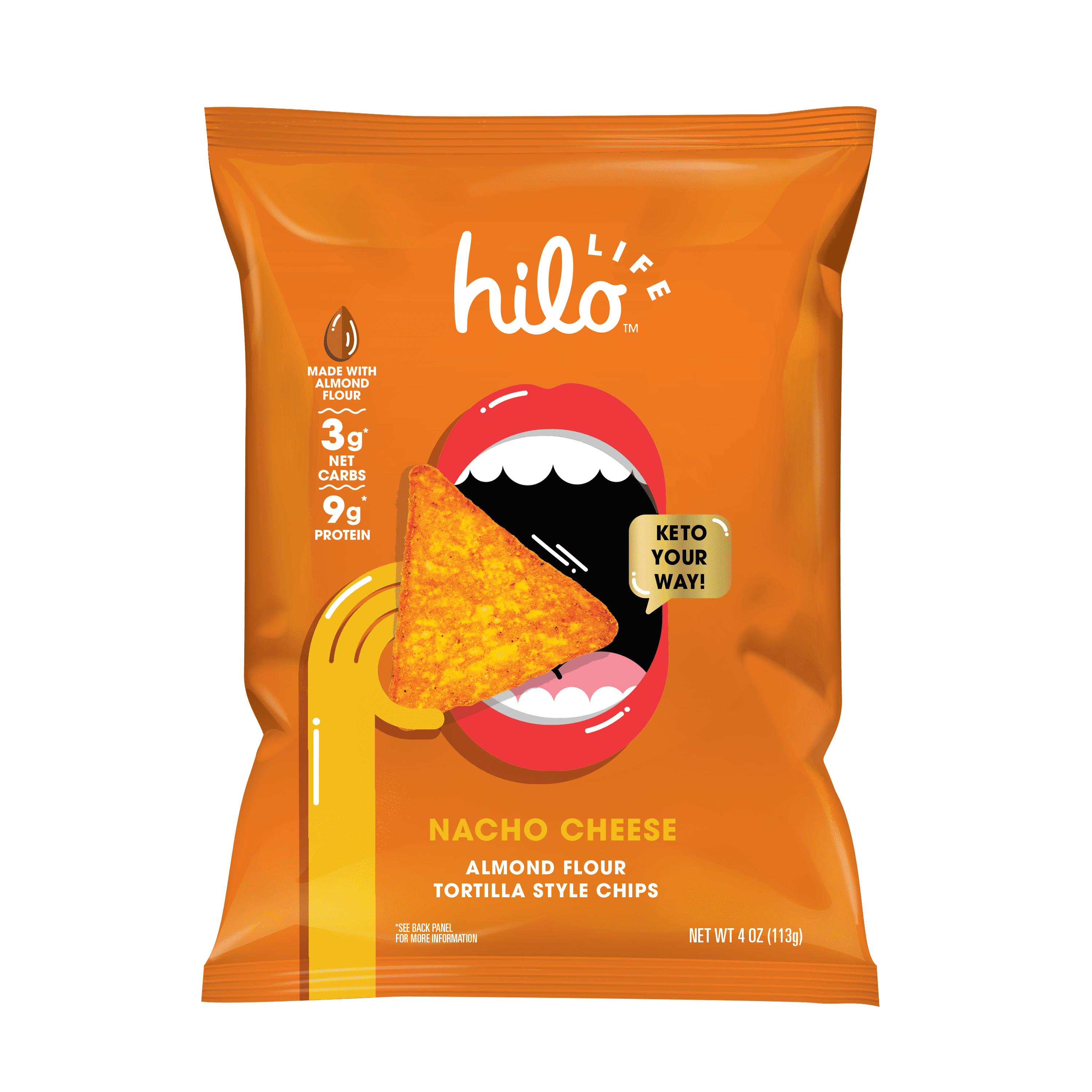 Hilo Life Low Carb Keto Friendly Tortilla Style Chips, Nacho Cheese, 4