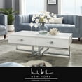 thumbnail image 1 of Hilo White Chrome Coffee Table - 2 Drawers, Hight Gloss Lacquer Finish, Polished Stainless Steel Base, 1 of 10
