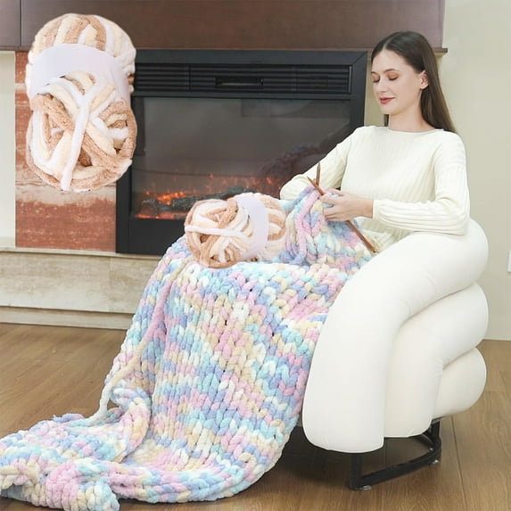 Hilo de lana de leche teñido anudado, hilo de lana grueso para tejer, mantas de bebé de crochet, hilo para tejer y crochet, 24 yardas (72 pies)