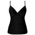 thumbnail image 1 of Hilor Tankini Swimsuits for Women Shirred Ruffled V Neck Swimwear Top, 1 of 8