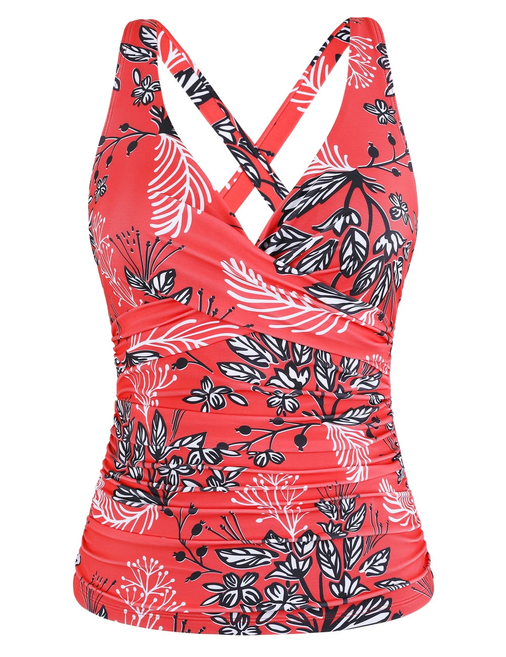 Hilor VNeck Tankini Tops Underwire Bathing Suit Tops for Women Tummy