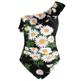 thumbnail image 1 of Hilor Women One Piece Bathing Suits One Shoulder Ruffle Swimwear Tummy Control Monokinis Swimsuits, 1 of 8