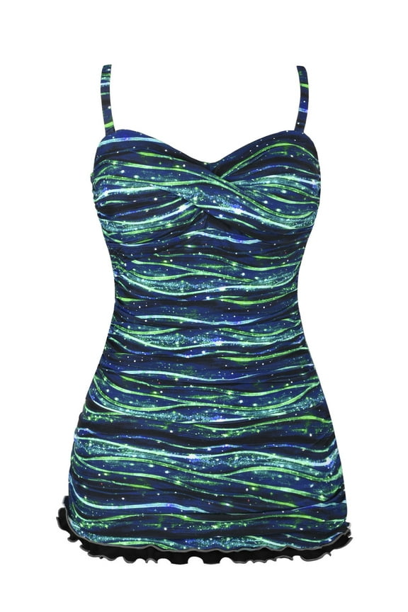 Women One Piece Swimsuit Tummy Control Bathing Suits Ruffle Monokini Swimwear