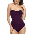 thumbnail image 1 of Hilor Women's Bandeau One Piece Swimsuits Front Twist Ruched Bathing Suits Tummy Control, 1 of 7