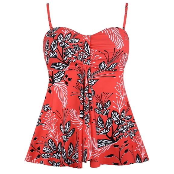 Hilor Women's Flyaway Tankini Top Bandeau Swimsuit Flowy Bathing Suit Tummy Control Swimwear