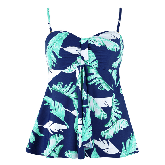 Hilor Women's Flyaway Tankini Top Bandeau Swimsuit Flowy Bathing Suit Tummy Control Swimwear