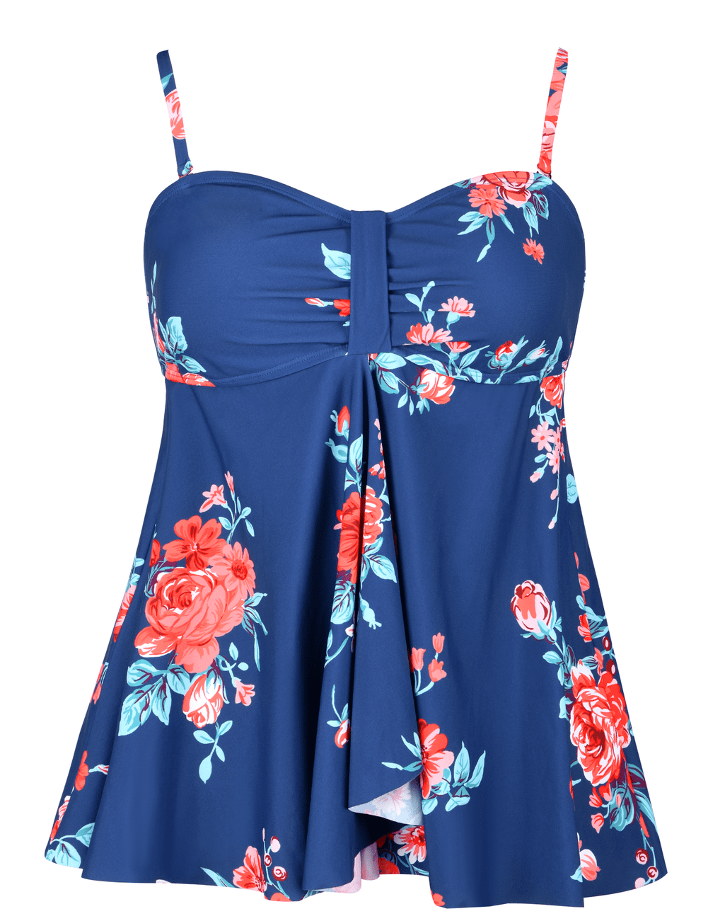 Hilor Women's Underwire Tankini Top – Tummy Control Swimwear, Blue - View #9
