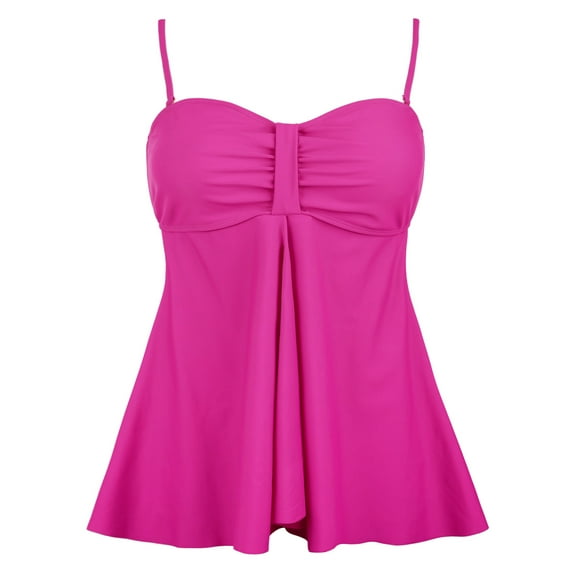 Hilor Women's Flyaway Tankini Top Bandeau Swimsuit Flowy Bathing Suit Tummy Control Swimwear