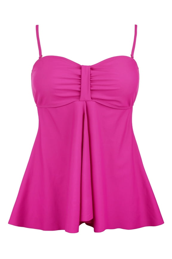 Women's Flyaway Tankini Top Bandeau Swimsuit Flowy Bathing Suit Tummy Control Swimwear