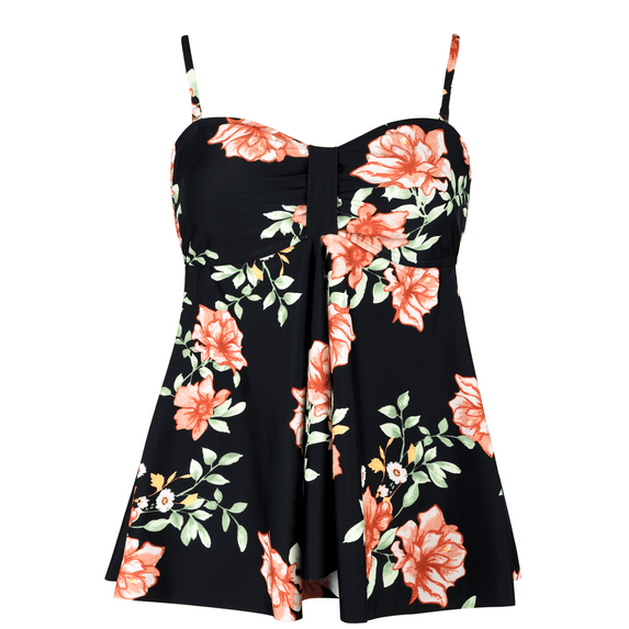 Hilor Women's Flyaway Tankini Top Bandeau Swimsuit Flowy Bathing Suit Tummy Control Swimwear