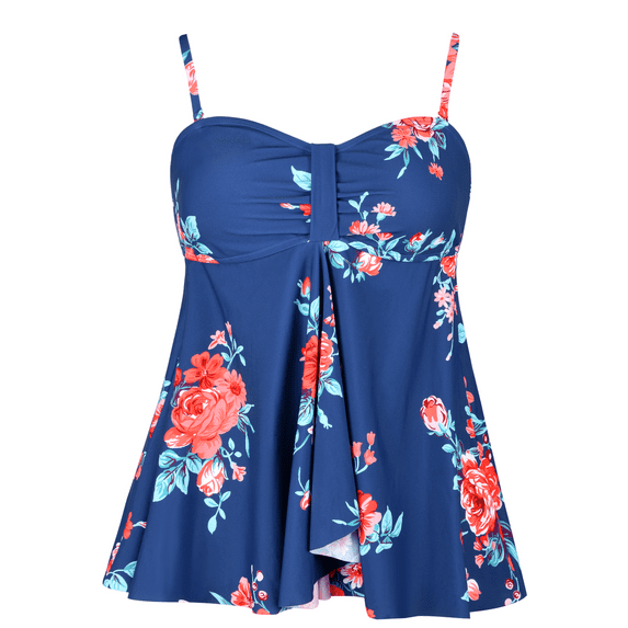 Hilor Women's Flyaway Tankini Top Bandeau Swimsuit Flowy Bathing Suit
