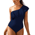thumbnail image 1 of Hilor Women's One Piece Swimsuits Double Ruffles One Shoulder Monokini Bathing Suits, 1 of 7