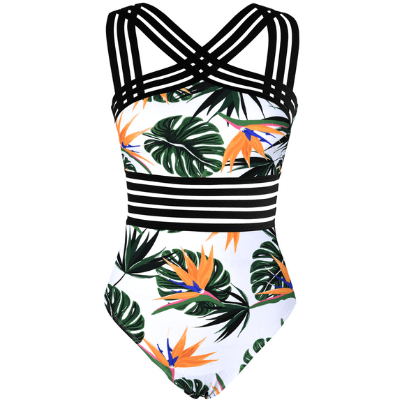 Hilor Women's One Piece Swimsuits Front Crossover Swimwear Hollow Bathing Suits Monokinis