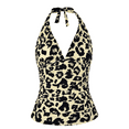 thumbnail image 1 of Hilor Women's Plunging V Neck Halter Swim Tops Shirred Tankini Top, 1 of 7