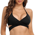 thumbnail image 1 of Hilor Women's Push Up Bikini Top Halter Bandage Tankini Top Criss Cross Wrap Swim Tops, 1 of 7