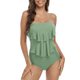 thumbnail image 1 of Hilor Women's Removable Strap One Piece Swimsuits Bandeau Swimwear Layered Flounce Bathing Suits, 1 of 7