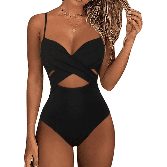Hilor Women's Sexy One Piece Swimsuits with Underwire Wrap Cutout Bathing Suits Push Up Monokini Swimwear