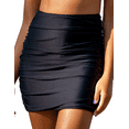 thumbnail image 1 of Hilor Women's Shirred High Waisted Swim Skirt Skirted Bikini Bottom Tummy Control Swimwear Bottom, 1 of 7