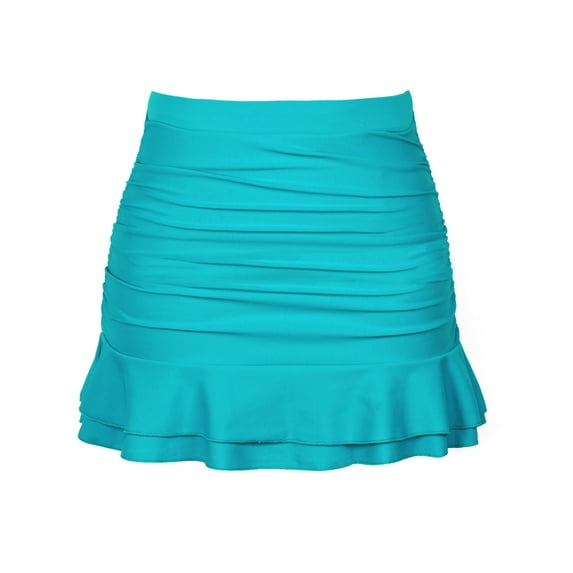 Hilor Women's Skirted Bikini Bottom High Waisted Swim Bottom Shirred Ruffle Swim Skirt