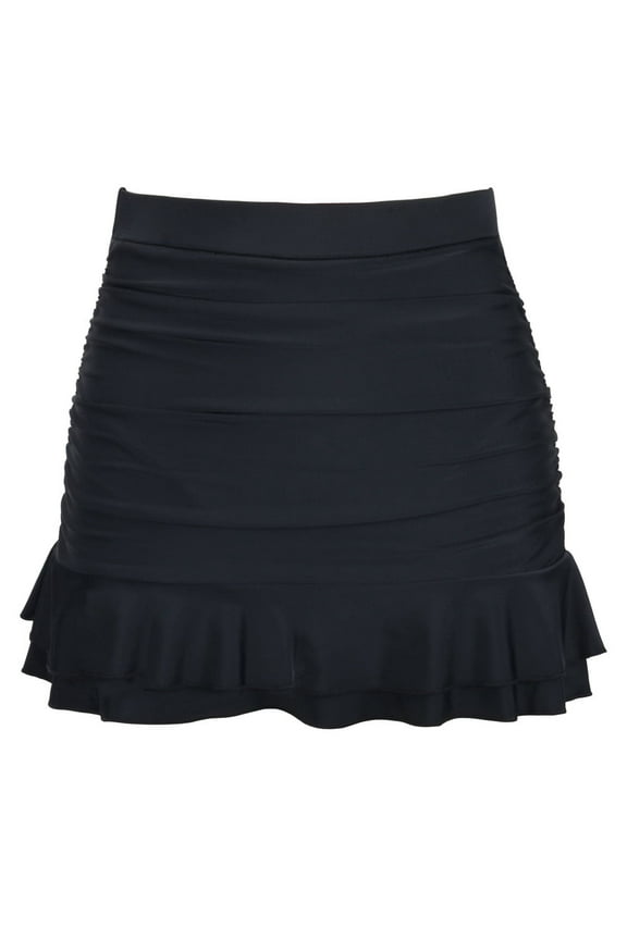 Women's Skirted Bikini Bottom High Waisted Swim Bottom Shirred Ruffle Swim Skirt