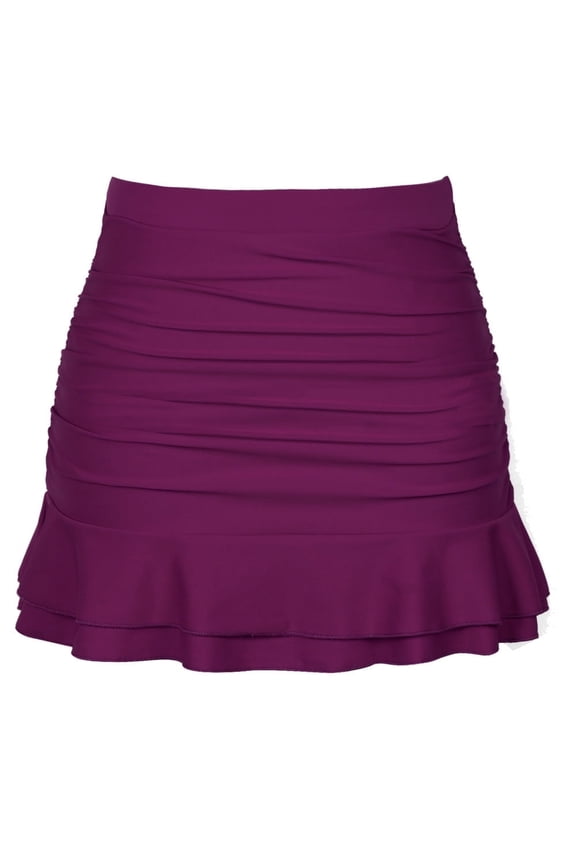 Women's Skirted Bikini Bottom High Waisted Swim Bottom Shirred Ruffle Swim Skirt