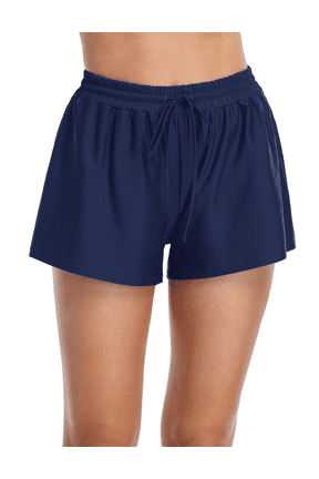 Women's Swim Board Shorts Plus Size Drawstring Swim Bottoms High Waist Swim Shorts