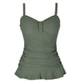 thumbnail image 1 of Hilor Women's Tankini Top Retro Ruched Swimsuit Top with Ruffle Hem, 1 of 5