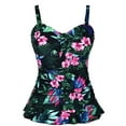 thumbnail image 1 of Hilor Women's Tankini Top Retro Ruched Swimsuit Top with Ruffle Hem, 1 of 6